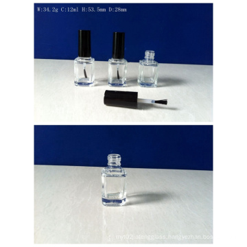 12ml Square Glass Nail Polish Bottle with Cap and Brush